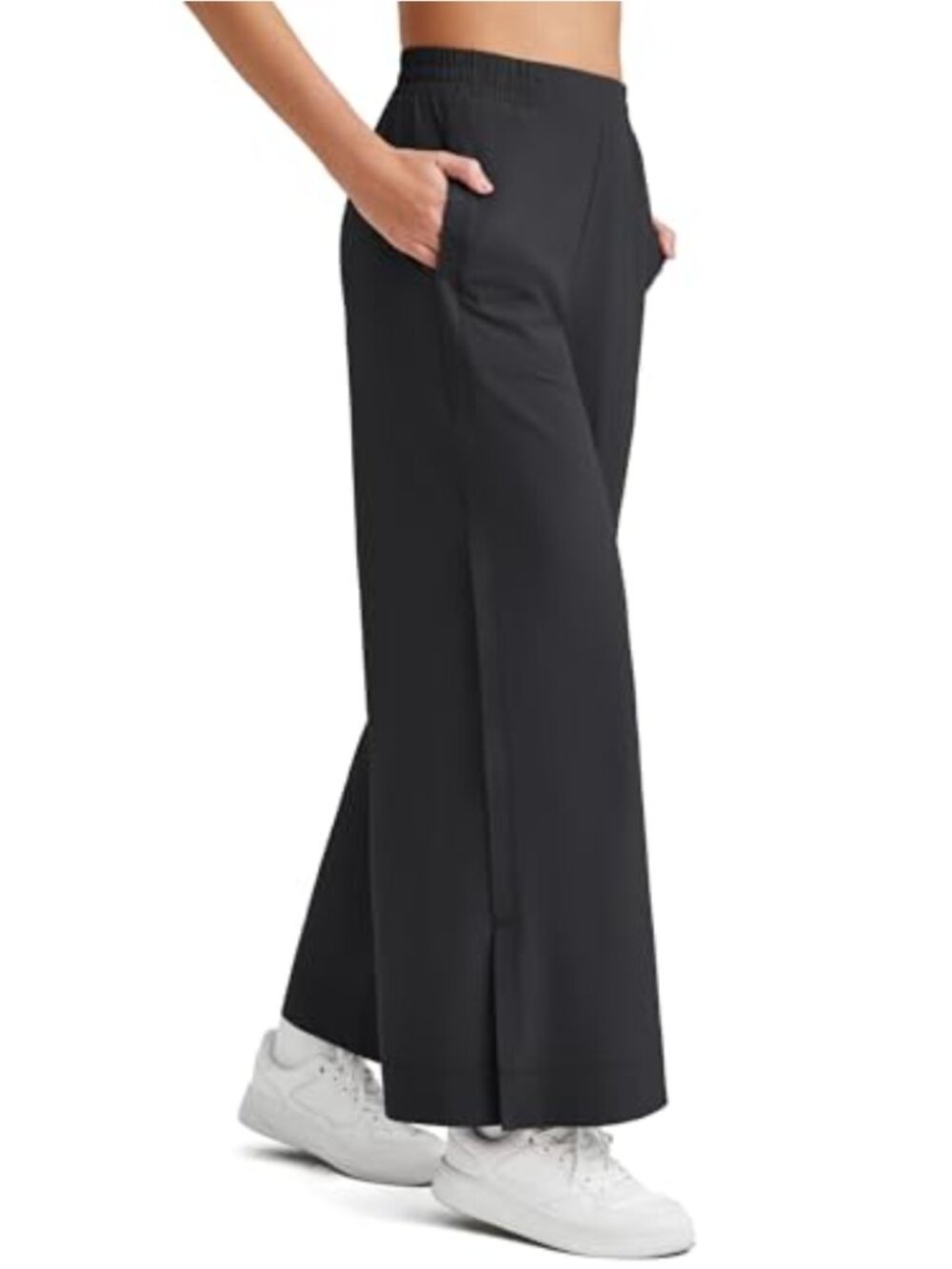Wide Leg Flowable Casual Pants Lightweight Quick Dry Side Slits Pockets